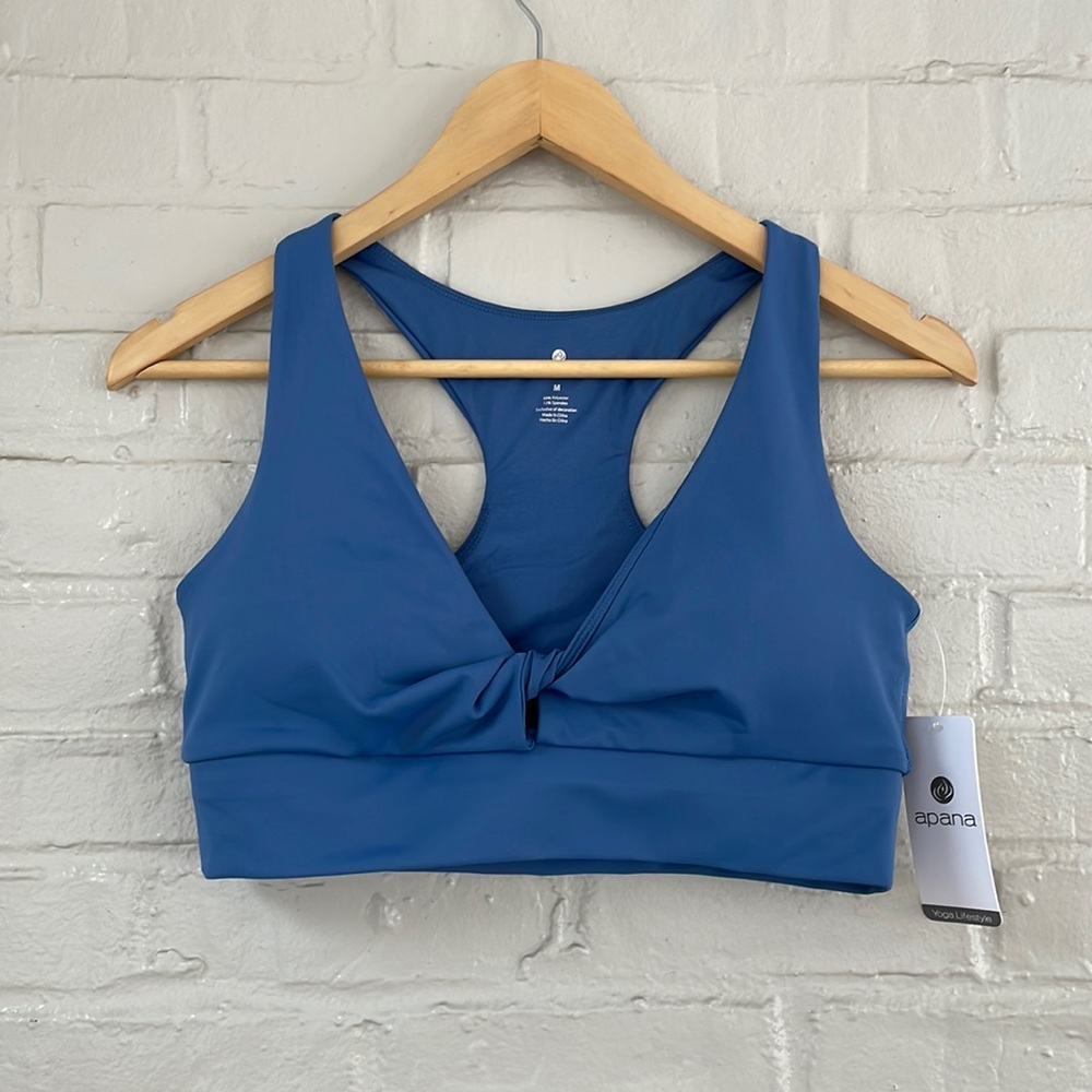 Apana Blue Front Knot Racerback Sports Bra